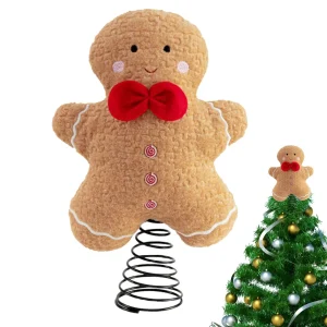 Pentagono di Natale Top Gingerbread Man Tree Topper Albero di Natale Albero finto Piccolo Natale Pane di zenzero Peluche Topper Decorazioni 1