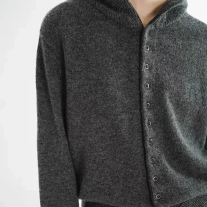 2025 Autunno/Inverno nuovo cardigan con cappuccio da donna maglione di puro cashmere al 100%, giacca lavorata a maglia autunnale con cappuccio spesso europeo 1
