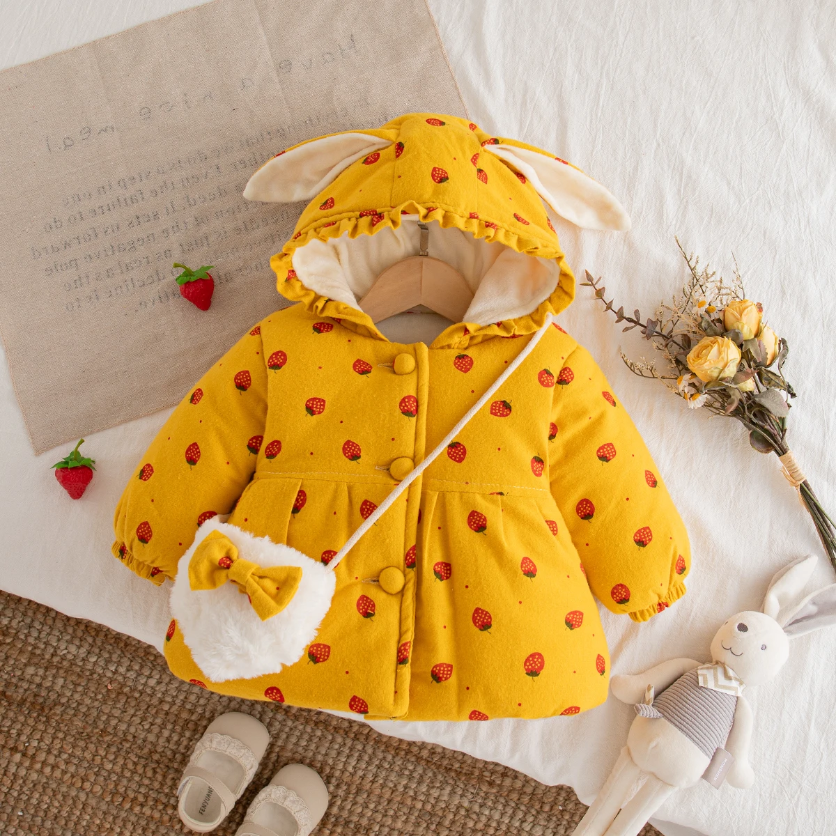 Nuovo cappotto invernale per bambina spesso e caldo, abbigliamento per bambini dolce e carino adatto ai bambini di età compresa tra 9 mesi a 3 anni 4