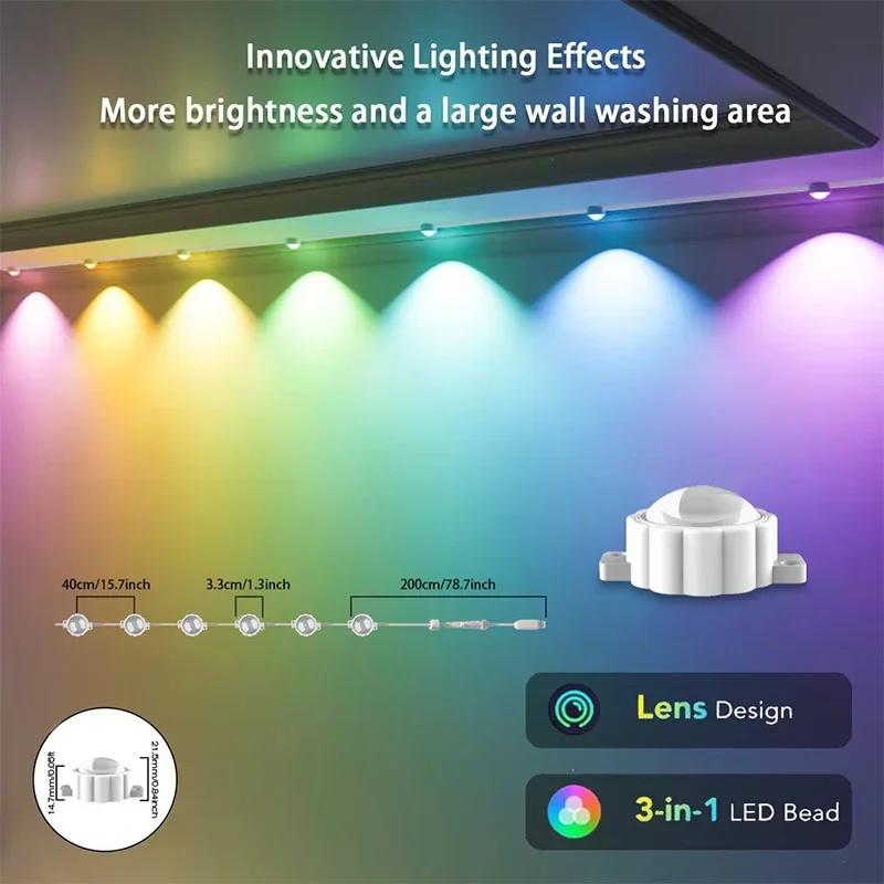 Luci per grondaia RGB Luci per illuminazione esterna permanenti Bluetooth Temporizzatore di sincronizzazione musicale IP67 Stringa impermeabile Decorazioni per feste a casa 6