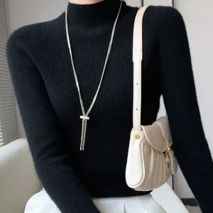 Maglione da donna autunno inverno slim fit pullover ad alta resistenza manica lunga abbigliamento interno collo a lupetto top lavorato a maglia maglione moda coreana 1