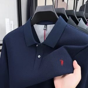100% puro cotone autunno e inverno moda sportiva da uomo marchio ricamato pony a maniche lunghe POLO business casual T-shirt 1
