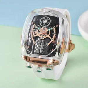 2025 nuovo orologio al quarzo da uomo trasparente impermeabile, unico orologio per il tempo libero a forma di botte di vino cavo 1