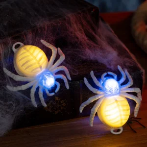 12/6/3/1 pezzi Decorazione di luci di ragno incandescente di Halloween, ornamenti per decorazioni per feste, luci notturne di luci di ragno a due colori LEDT 1