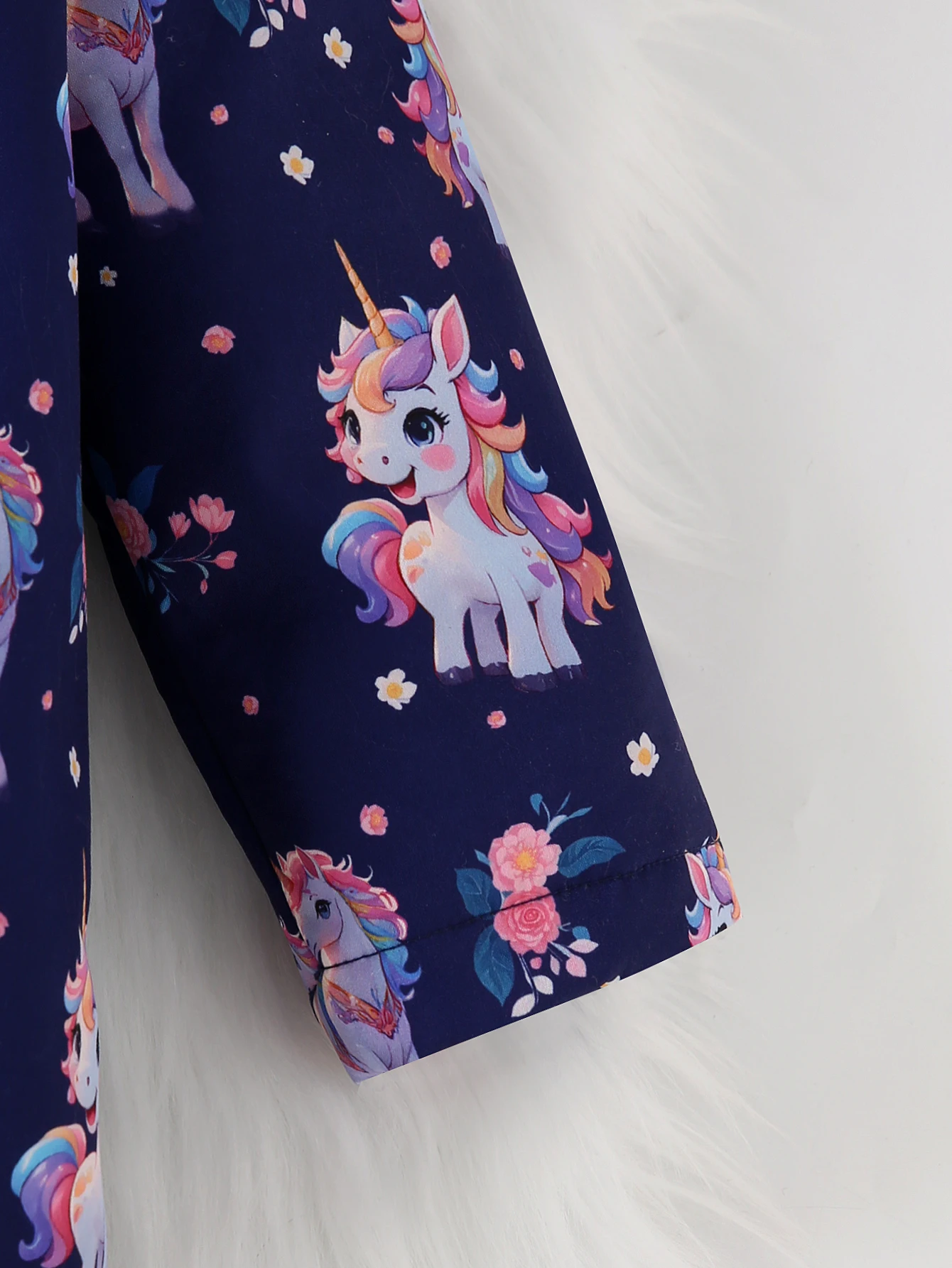 Nuova giacca con cappuccio monopetto a maniche lunghe calda in pile Inca pieno di unicorno arcobaleno carino autunno e inverno per ragazze 6