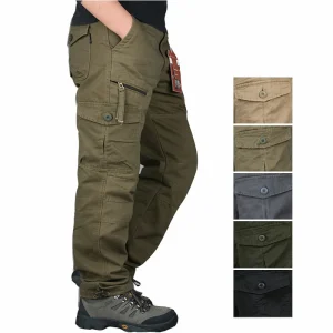 2025 nuovi pantaloni cargo autunnali uomo moda militare all'aperto pantaloni da uomo lunghi pantaloni cargo cachi in cotone tattico caldo per uomo 1