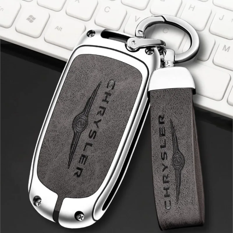 Custodia protettiva per chiave remota intelligente per auto in pelle in lega di zinco Shell per Chrysler 200 300 300C Wrangler Accessori portachiavi automatico 3