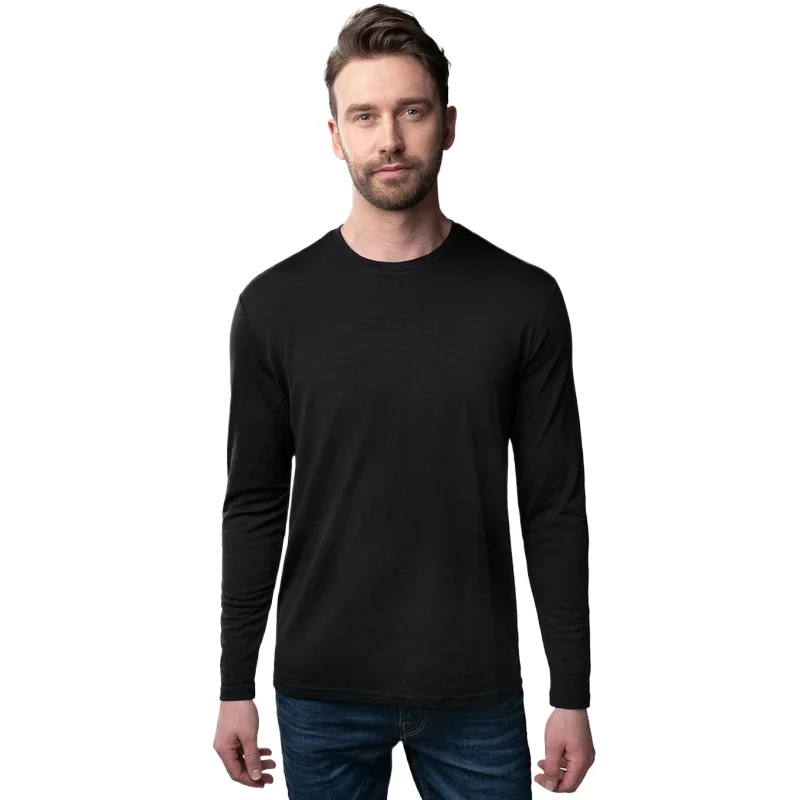 Camicie da uomo in lana merino al 100% T-shirt a maniche lunghe Strato base termico Camicia in lana merino 200 g/mq Traspirante Anti-odore 2