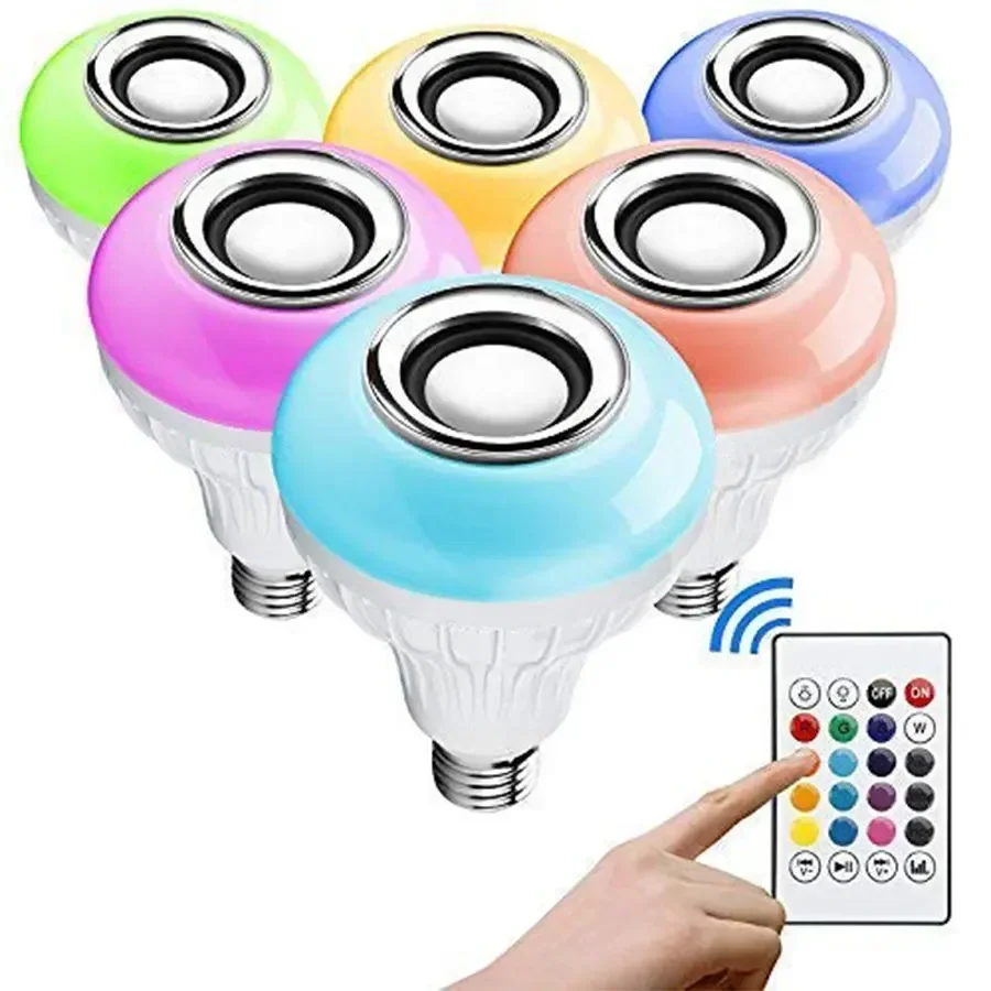 Popolare 1 pz E27 12 W LED Bluetooth RGB Lampadina con telecomando Regolazione del colore Lettore musicale Luci ambientali per camera da letto interna 2