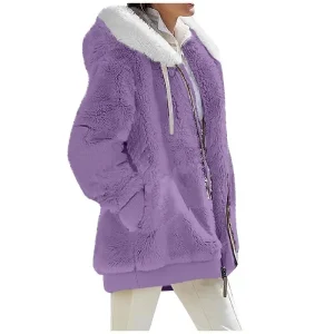 Cappotto da donna moda autunno inverno nuovo casual con cerniera con cappuccio vestiti da donna giacca in pile femminile in cashmere cappotti da donna tinta unita 1