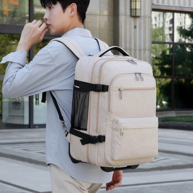 Zaino con ruote Bagaglio da trasporto, zaino per laptop da viaggio con ruote per uomo donna, borsa zaino con ruote resistente all'acqua 6