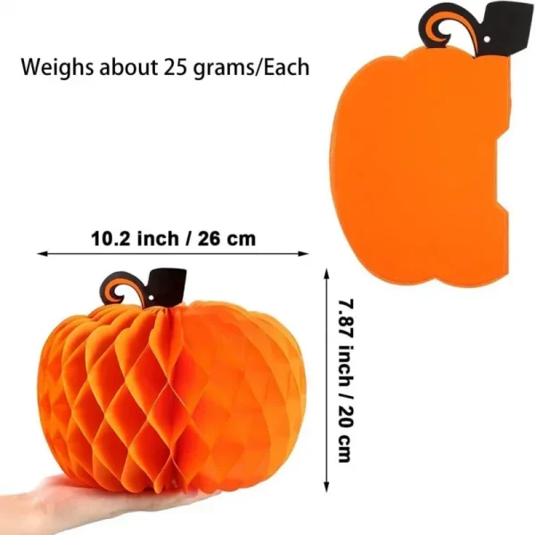 1/3 pezzi centrotavola di zucca a nido d'ape di zucca di carta decorazione da appendere per forniture per feste di festival autunnali di Halloween/Ranksgiving 3
