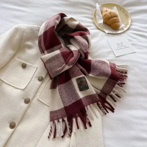 2025 nuova sciarpa donna inverno stile coreano spesso caldo plaid scialle reversibile finto cashmere spedizione gratuita 1