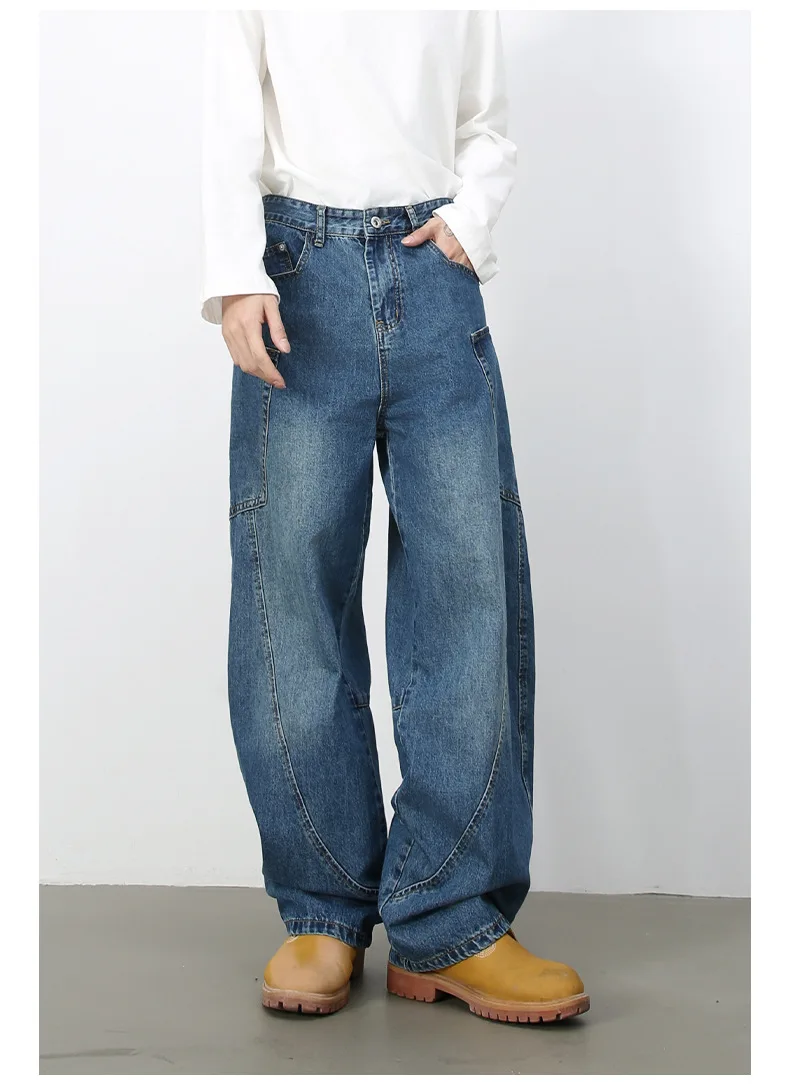 Pantaloni jeans larghi da uomo Jeans larghi rosa da uomo Pantaloni larghi di fascia alta Jeans larghi in denim larghi Pantaloni alla moda stile streetwear 3