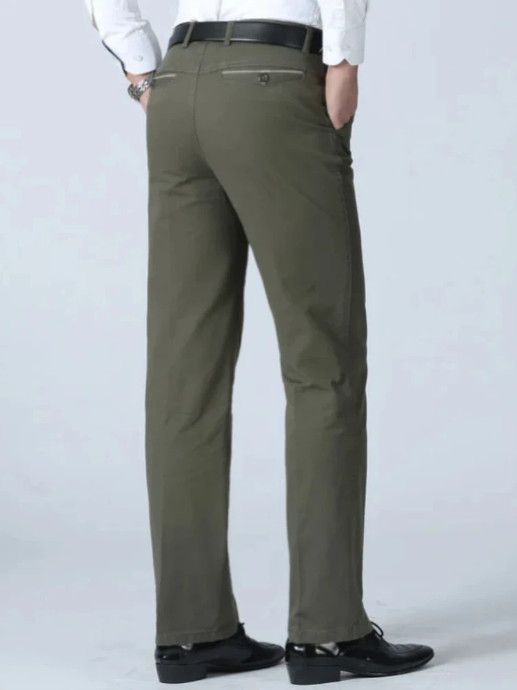 Pantaloni da abito sottili estivi da uomo Casual Autunno spesso 100% cotone Pantaloni elasticizzati classici alla moda da lavoro Abiti di marca maschile GOZBKF 5