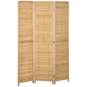 HOMCOM 3 Pannelli Pieghevoli Stile Rustico 120x1,8x170 cm Naturale 1