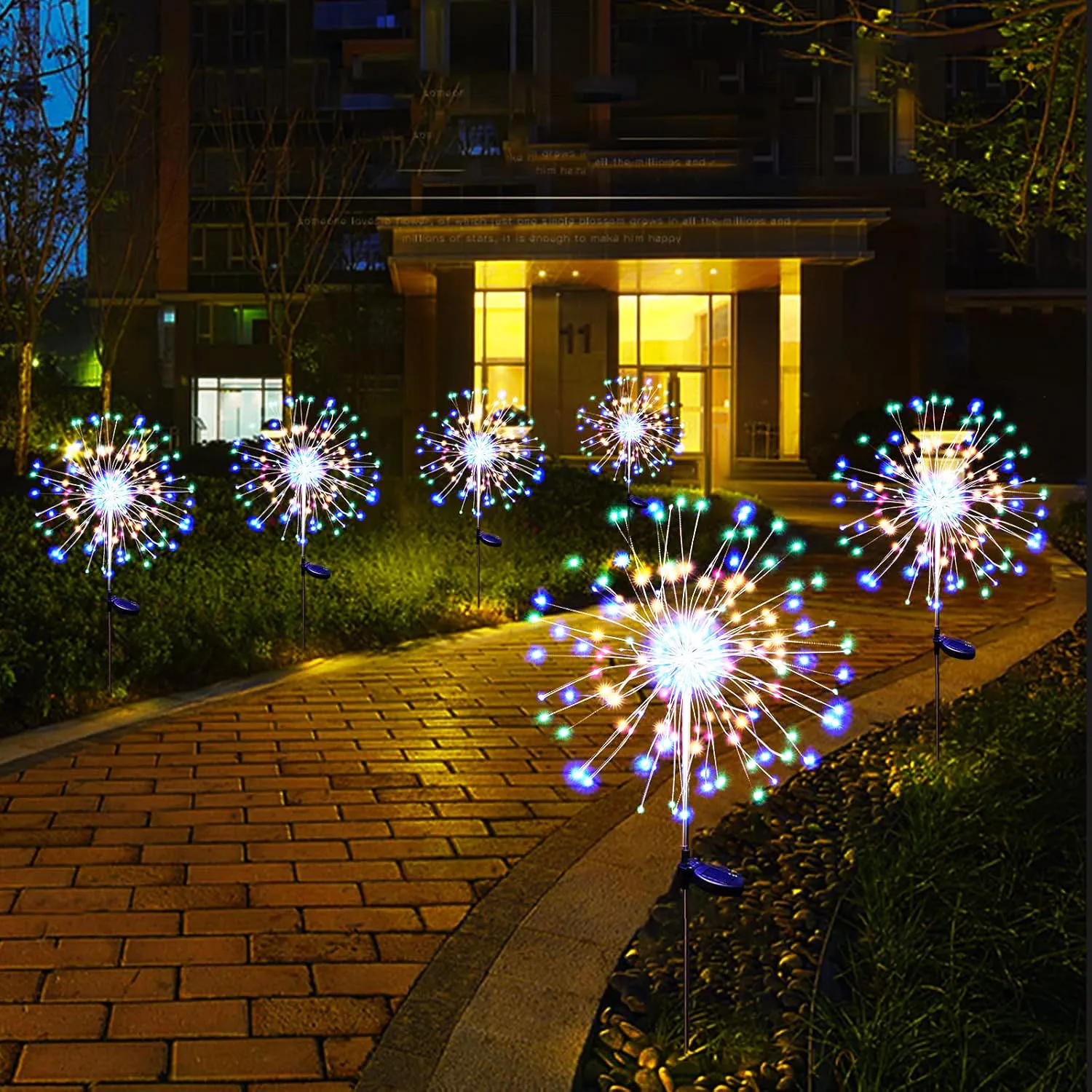 Luci solari da giardino a LED Luci solari impermeabili per fuochi d'artificio fai da te per esterni Lampada da terra Prato Cortile Percorso Patio Deocoration 6