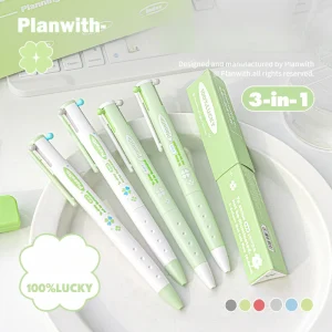 Penna gel per cancelleria 3 in 1 verde trifoglio bianco Semplicità Penna gel inchiostro multicolore per bambini Penna per scrittura triangolare Forniture per studenti 1