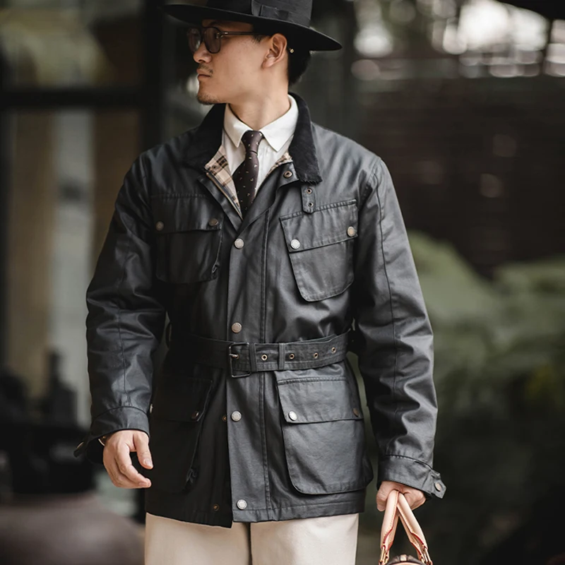 Giacca cerata a olio da uomo resistente alle intemperie di media lunghezza da caccia giacca da moto da donna abbigliamento da ciclismo cappotti rompivento primaverili autunnali 3