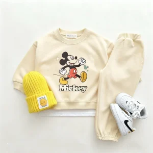 Abiti beige Abbigliamento casual moda Felpe Topolino 2-6 anni Ragazzi Ragazze Abiti a maniche lunghe Abbigliamento esterno Costume autunnale 1