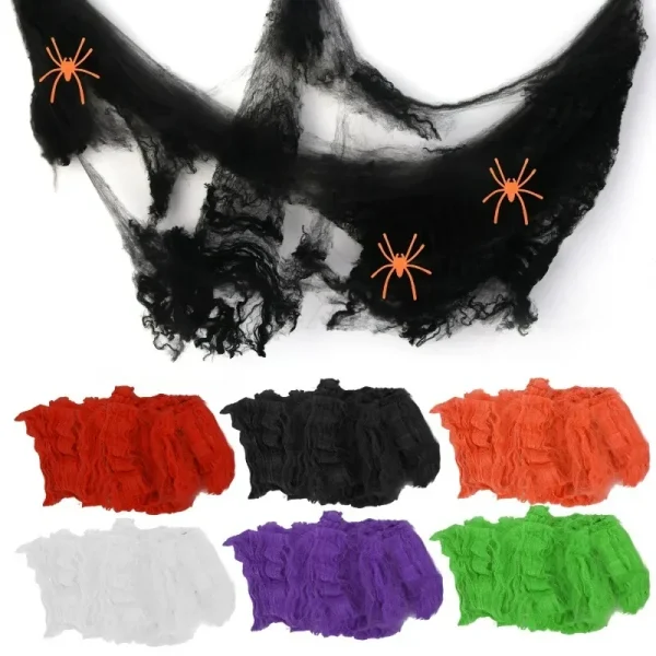 Ragnatela artificiale Decorazione di Halloween Puntelli di scena di festa spaventosa Ragnatela elastica bianca Accessori per la decorazione della casa della casa horror 6