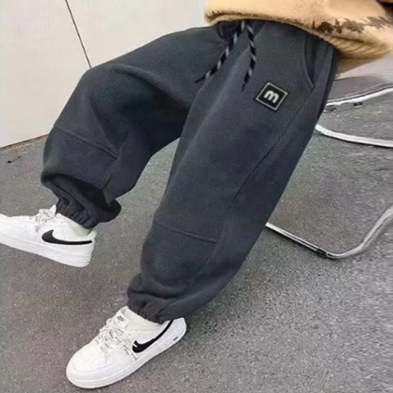 Ragazzi Pantaloni da neve in lana d'agnello Adolescente Inverno Addensare Pantaloni sportivi Bambini Pantaloni imbottiti caldi Bambini più Abbigliamento in velluto 3-12 anni 4