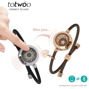 totwoo Touch a lunga distanza Braccialetti luminosi e vibranti per coppie, regali di relazione a lunga distanza Bracciale d'amore intelligente per sole e luna 1