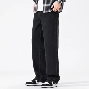 Jeans retrò neri da uomo 2025 autunno e inverno nuovi pantaloni casual di marca marea dritta allentata N Wash 1