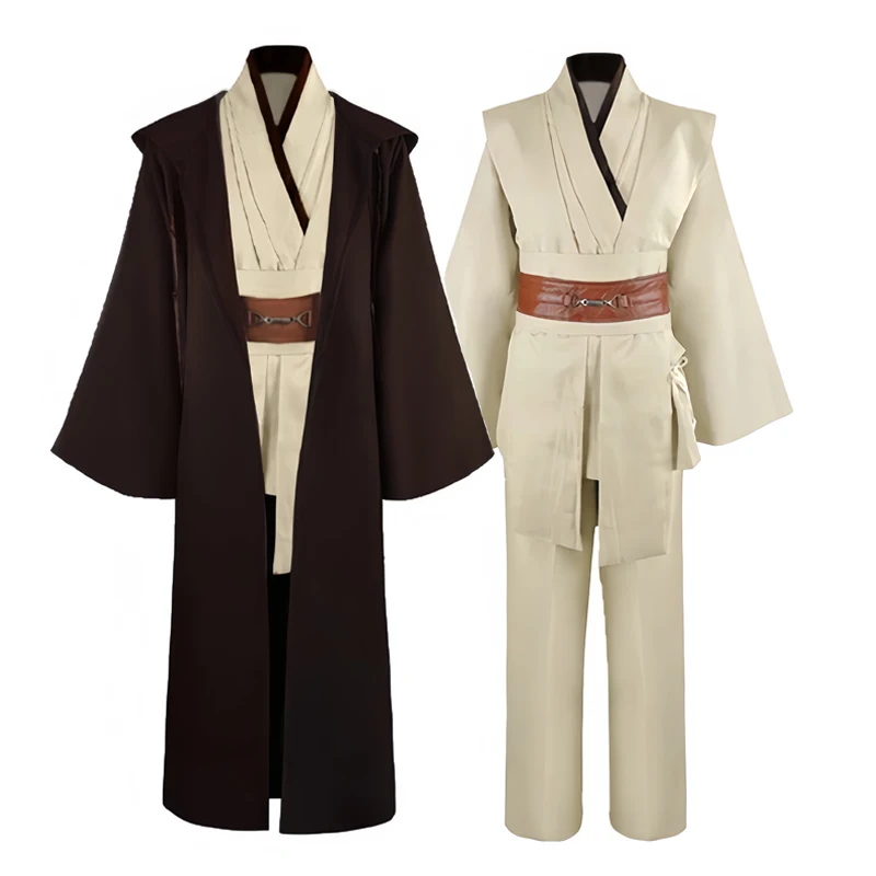 Obi Wan Kenobi Costume da uomo Robe Maschio adulto Cavaliere Jedi Tunica Costume Uniforme con cappuccio Set completo Mantello cosplay di Halloween 1
