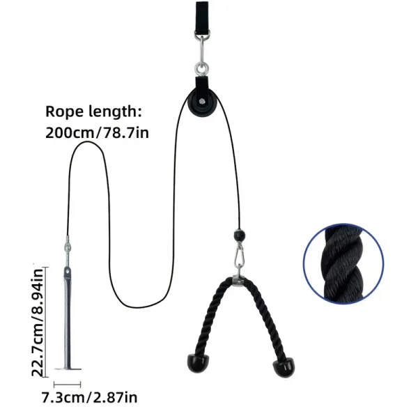 9 pezzi/set di attrezzature per il fitness con corda a puleggia, scarpe da ginnastica per la forza del braccio, set di attrezzature per esercizi a casa, accessori per il fitness 4