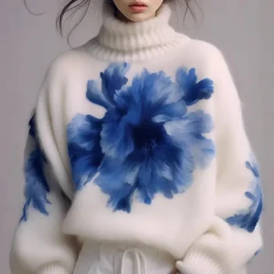 Elegante High-End Feel Polo bianco maglione con collo alto da donna 2024 inverno nuovo top lavorato a maglia morbido pullover flessibile alla moda 1