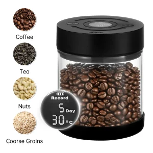 IKAPE Contenitori elettrici per chicchi sottovuoto con display digitale Accessori per caffè Strumento per caffè e tè Contenitore per chicchi di caffè/campeggio/casa 1