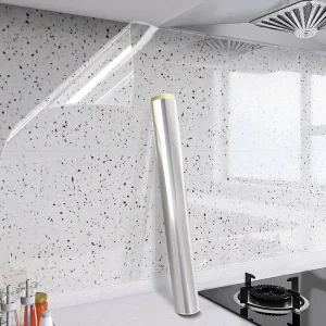 Carta da parati da cucina per armadio adesivo da parete in stile moderno trasparente decorativo impermeabile anti-fouling resistente all'olio da 40 cm 1