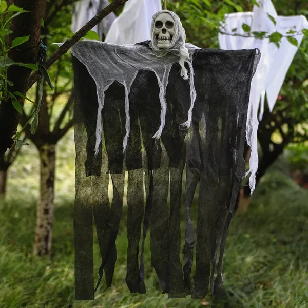 1-3PCS Halloween Appeso Fantasma Decorazioni Teschio Spaventoso Tessuto di Garza per Casa Stregata Portico Puntelli Spaventosi Terrore Appeso Ornamenti 6