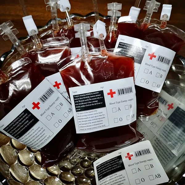 50/5 pz 400 ml Sacchetti di Sangue di Halloween Vampiro Sacchetto di Sangue Falso Trasparente Food Grade Bere Sacchetto di Bevande Decorazioni Del Partito di Halloween 3