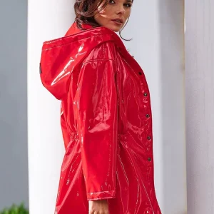 Trench da donna casual in pelle verniciata con cappuccio Moda allentata Cappotti lunghi in PVC Giacche con bottoni Manica lunga Plus Size Capispalla in PU personalizzato 1