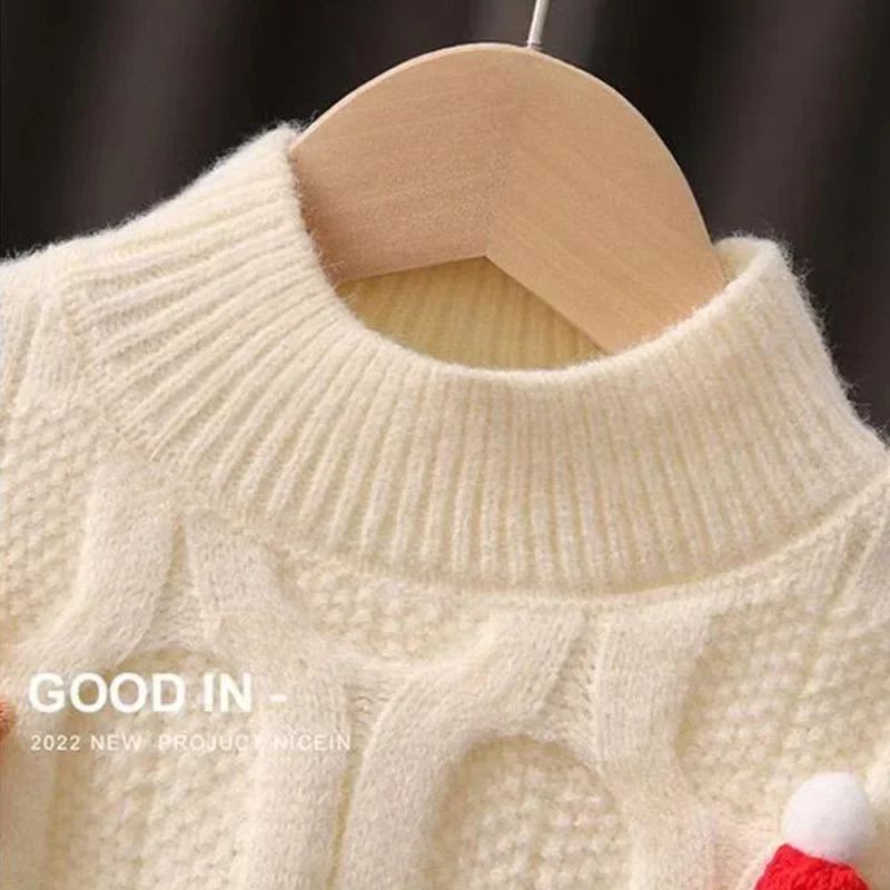Maglione da ragazza di Natale Nuovo cartone animato per bambini Maglione caldo Bambini Autunno Inverno Maglieria Pullover Abbigliamento spesso per bambini 2-8 anni 6