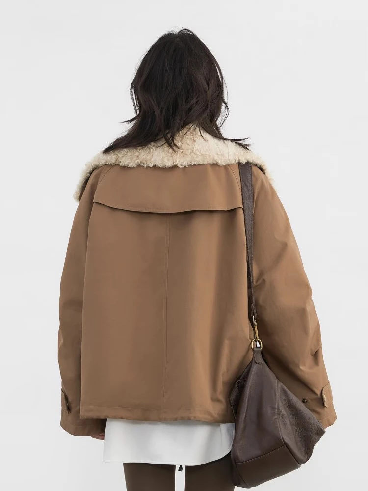 CHIC VEN Moda Donna Cappotti Allentati Casual Nuova Giacca in cotone da motociclista retrò Cappotto femminile caldo spesso Autunno Inverno 2025 6