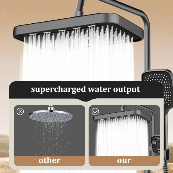 Set soffione doccia grande con getto superiore da 36 cm, quadrato, spesso, anti-intasamento, per bagno, per uso domestico 3