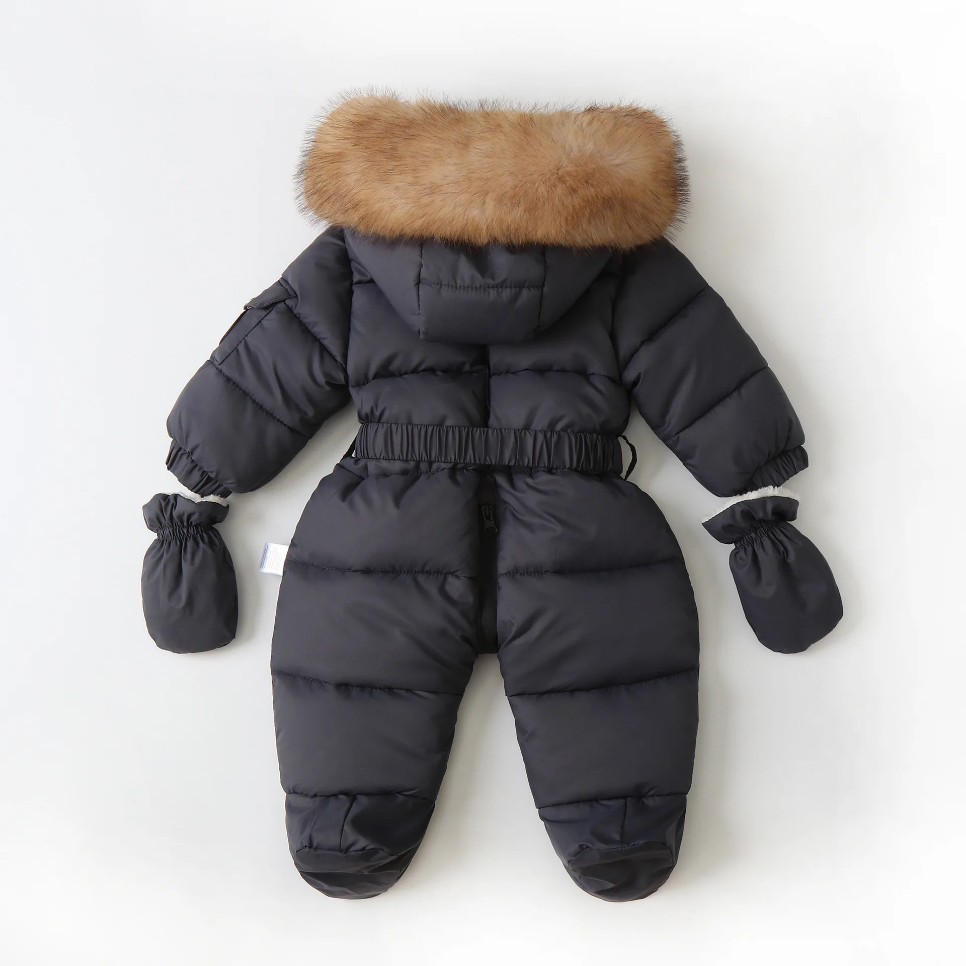 Tuta invernale neonato addensare vestiti per bambini più pagliaccetti caldi in velluto con guanti abbigliamento da neve infantile con cappuccio 2