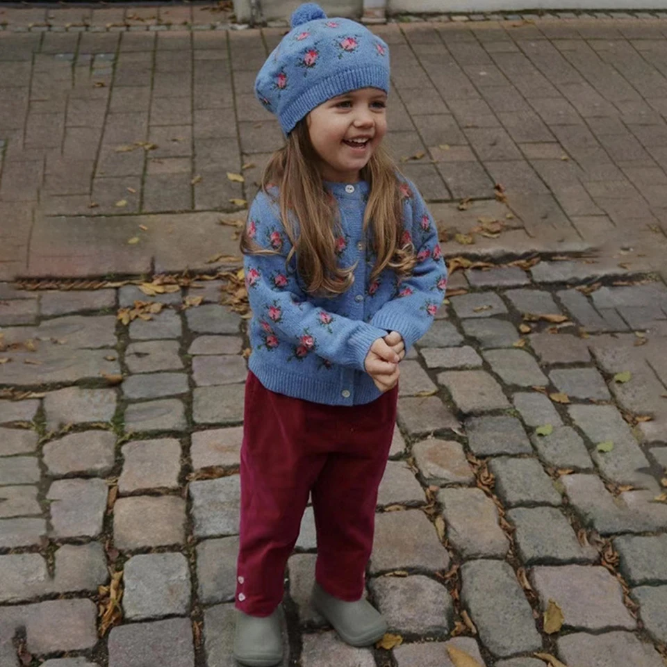 Nuovo 2025 KS Abbigliamento per bambini Vestito per ragazze Ricamo Cardigan Abito maglione Neonata Moda Top in maglia Set Felpa per bambini Capispalla 2