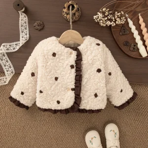 Cappotto per bambina in stile coreano nuovo autunno e inverno, abbigliamento per bambini caldo a pois alla moda per bambini di età compresa tra 0 e 3 anni 1