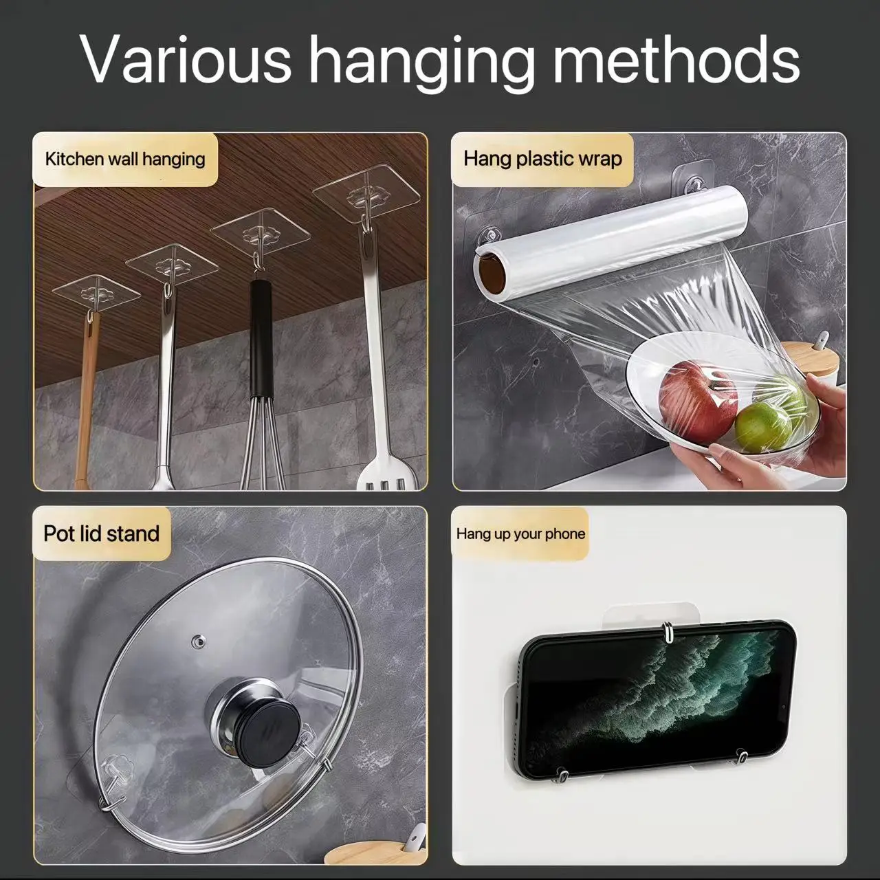 Forti ganci da parete autoadesivi ganci portachiavi porta asciugamani bagno organizer rack cucina ganci da parete adesivi trasparenti 6