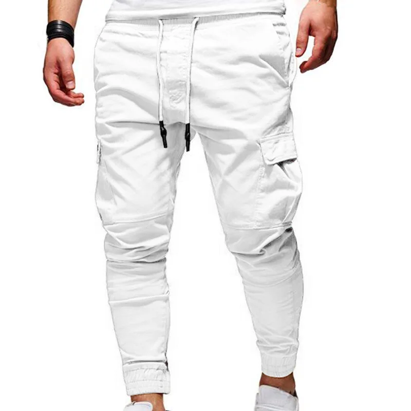 Pantaloni Oversize da uomo 2021 nuovi pantaloni Cargo solidi Casual pantaloni da uomo pantaloni con coulisse vita elastica pantaloni sportivi da uomo Streetwear 5