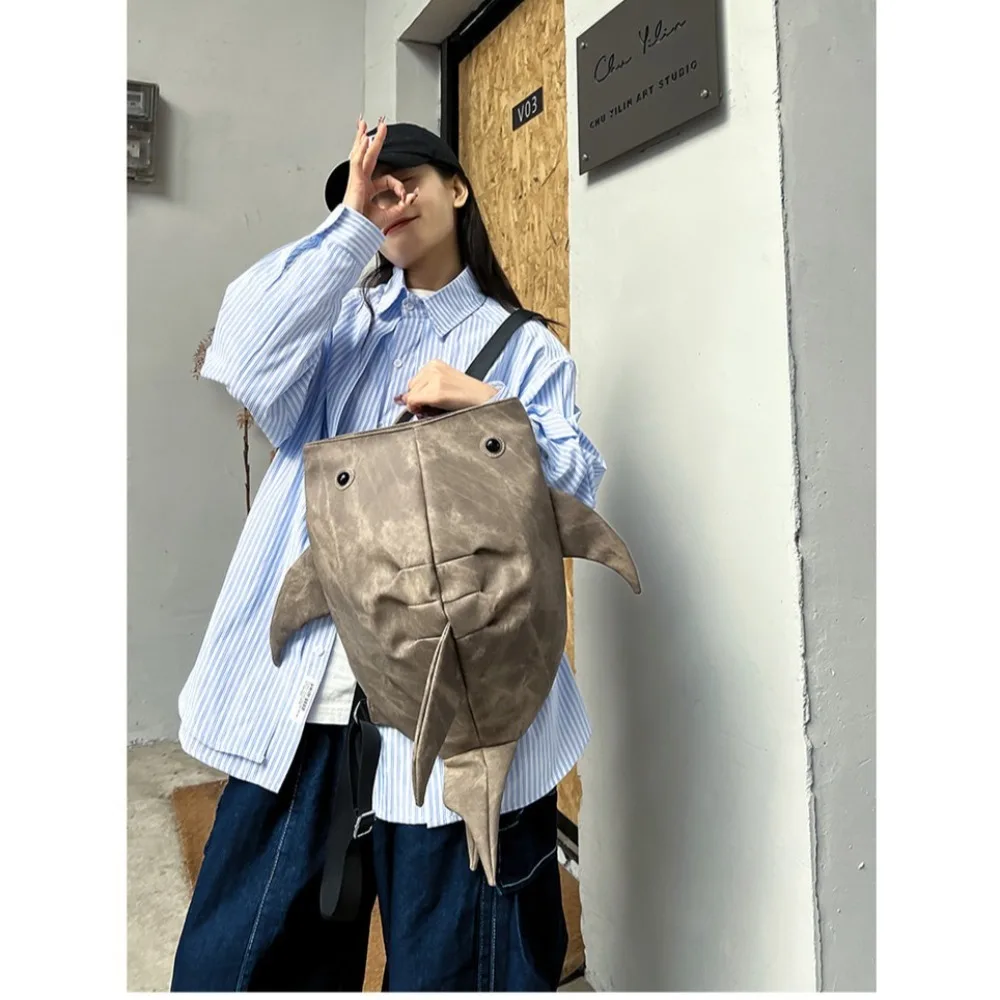 Zaino a forma di squalo balena animale di grande capacità zaino a forma di squalo con cerniera Oxford in tessuto alla moda zaino impermeabile per studenti universitari 5