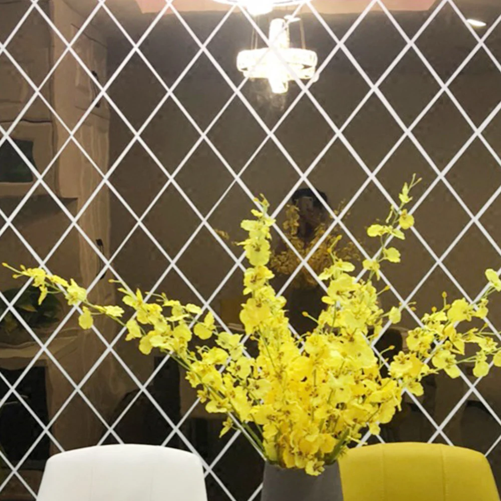 58/116 pezzi adesivo da parete specchio 3D fai da te triangoli di diamanti adesivi murali acrilici adesivo da parete per soggiorno decorazioni per la casa 5