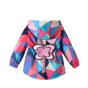 Giacca a vento per ragazze Cappotto per bambini Cartoon Farfalla Capispalla Natale Compleanno Abbigliamento Autunno Giacca sportiva casual 1-6 anni 1