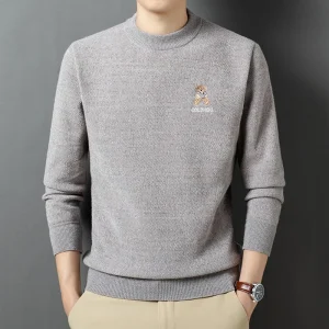 2025 Nuovo maglione furetto da uomo invernale caldo girocollo maglione base lavorato a maglia in lana spessa peluche da uomo 1