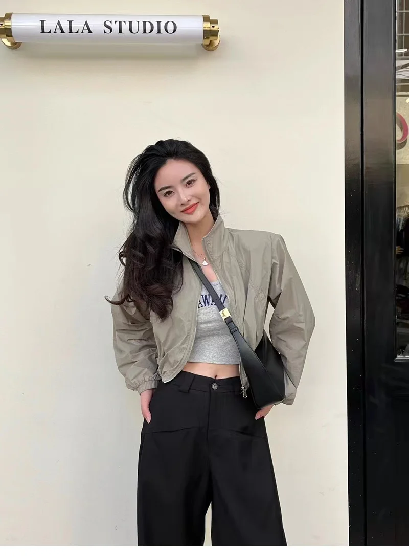 2024 autunno Vintage giacca a vento da donna giacche ritagliate Harajuku oversize Streetwear manica lunga moda donna elegante Top 3