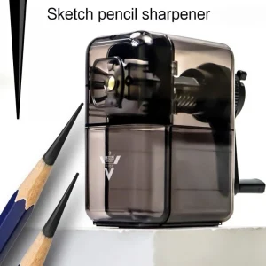 Temperamatite manuale a manovella trasparente/nero per bambini artisti arte speciale studente creativo ufficio scuola cancelleria 1